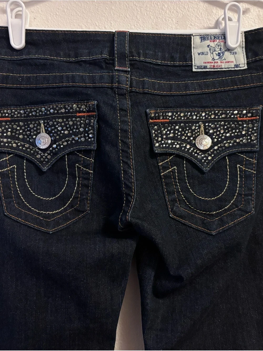 True Religion Women's Dark Indigo Straight Leg Jeans